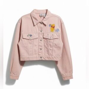 Disney Winnie the Pooh Pink Jean Jacket Women’s Large (N8899) pit 20 L 24